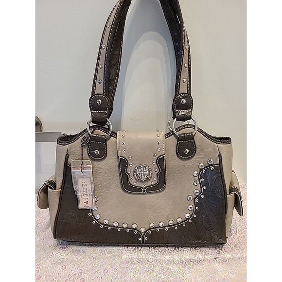 P&G Collection Western Purse - Taupe w/Rhinestones - Pockets -NWT - Picture 2 of 11